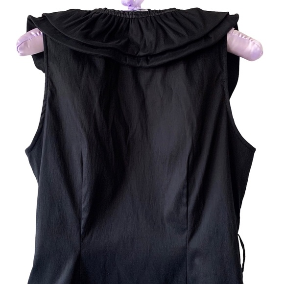 SAMUEL DONG BLACK STRETCHY RUFFLE SLEEVELESS MINI DRESS BLACK COCKTAIL DRESS - Picture 5 of 15